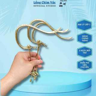 Móc số 7 lưng triện kim tiền tài lộc, móc treo lồng chim chào mào số 7 lưng triện chất liệu đồng cao cấp sang trọng