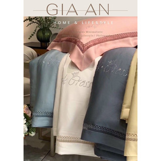Bộ chăn ga lụa tencel 100s đính Kim Sa cao cấp sợi gỗ sồi 100s