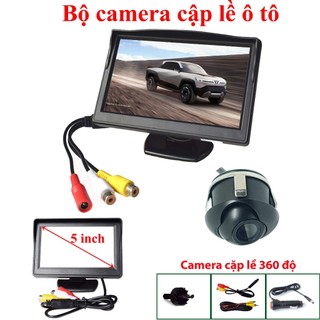 Camera căn lề và màn hình LCD đặt taplo, camera cặp lề 360 độ mắt lơn, màn hình LCD 5 inch HN03