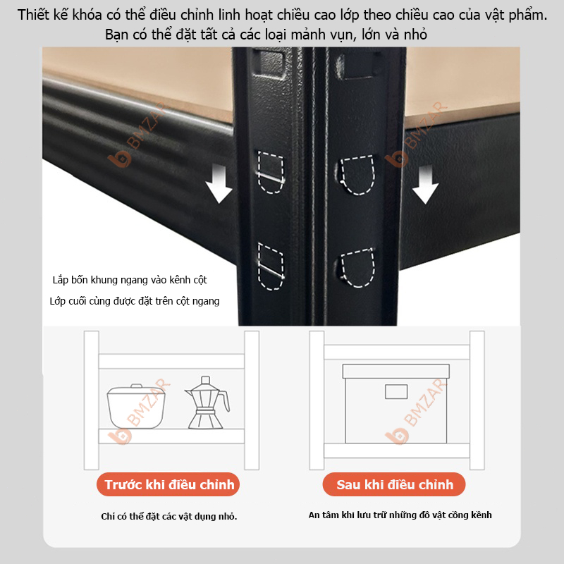 Kệ Sắt gỗ V Lỗ Đa Năng 2 màu - Kệ Sắt  thiết kế lỗ dễ dàng lắp đặt không cần ôc vít Chịu được 200kg | BigBuy360 - bigbuy360.vn