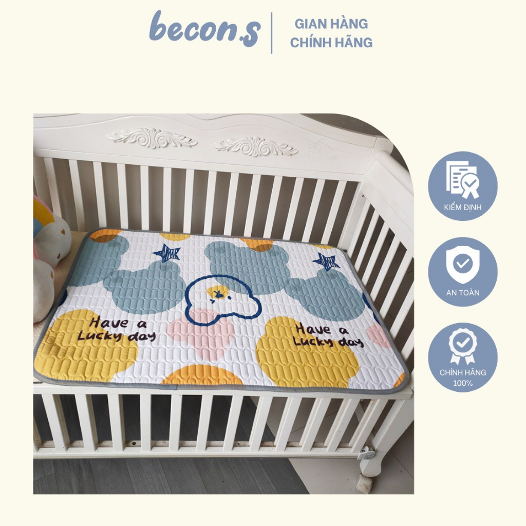 Lót Chống Thấm 5 Lớp Điều Hoà Có Chần Bông 50x70cm An Toàn Thông Kích Ứng Da Cho Bé becon.s