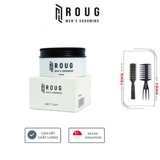Sáp vuốt tóc Roug Matt Clay 90gr màu trắng chính hãng cao cấp Singapore giúp tạo kiểu  + Tặng Lược