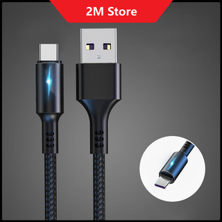 Cáp sạc nhanh 5a cổng micro usb, type c, sạc cho i.p dài 1.2m có đèn led báo hiệu
