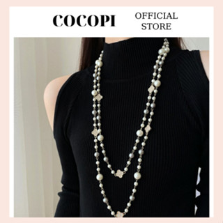 Dây chuyền ngọc trai nhân tạo kết bốn lá màu trắng Cocopi VC053