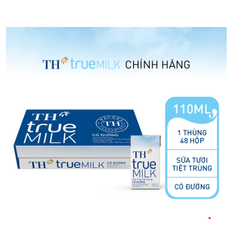 Thùng 48 hộp sữa tươi tiệt trùng TH True Milk 110ml (110ml x 48)
