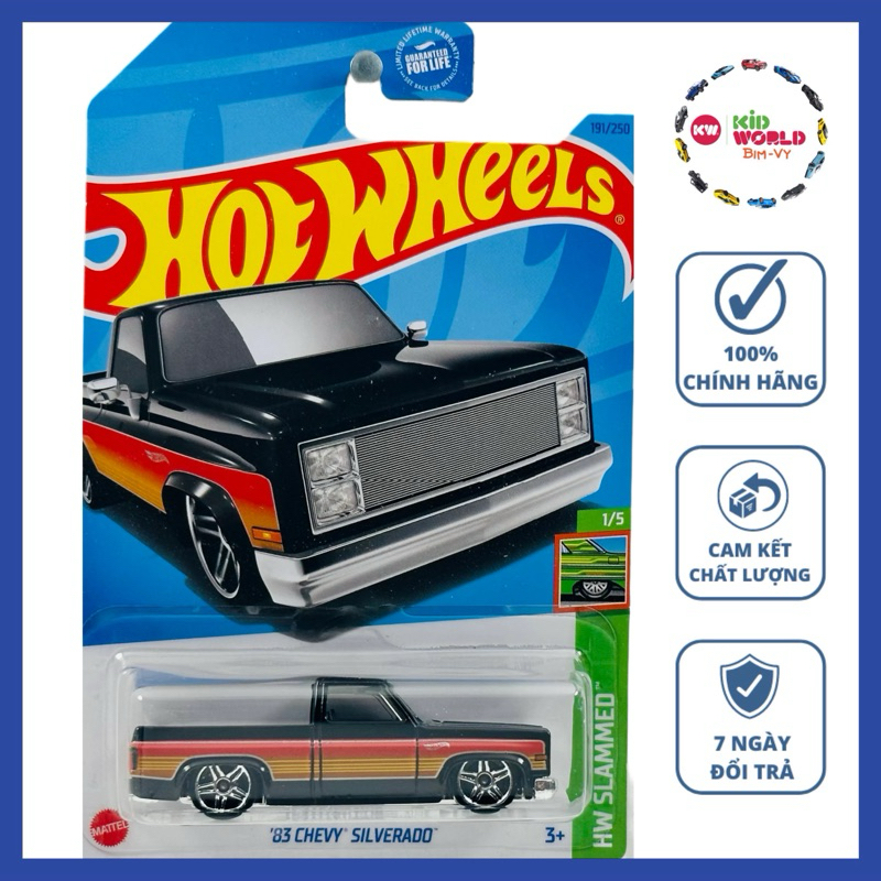 Xe mô hình Hot Wheels basic Bán tải '83 Chevy Silverado HKJ06.
