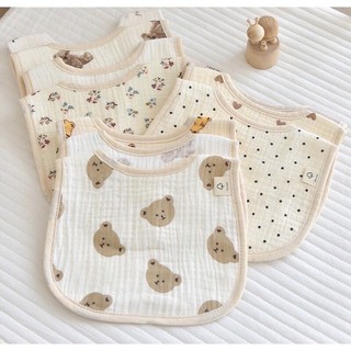Yếm chữ U chất liệu xô muslin, vải nhung san hô cho bé