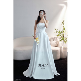 Váy cưới suông đi bàn chất tafta xịn kết hạt