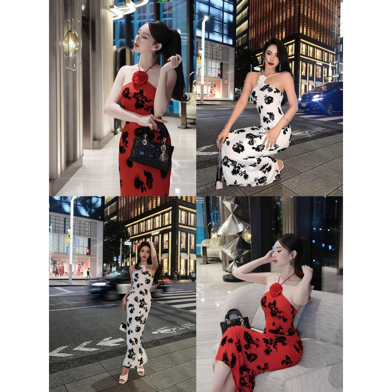 Đầm body yếm hoa ngực