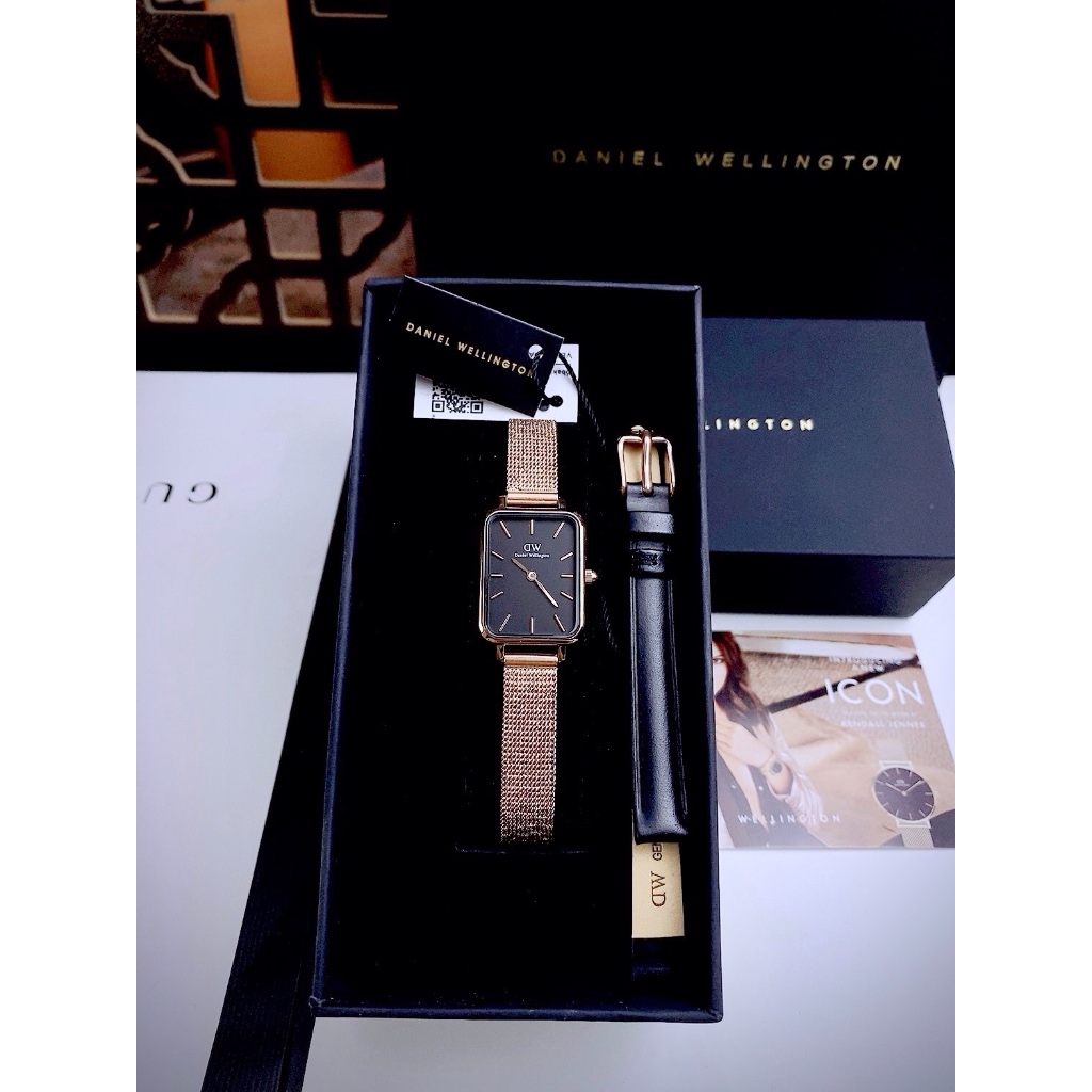 Đồng hồ nữ Daniel Wellington Quadro Pressed Melrose DW00100432, Authentic,Fullbox, Luxury diamond wa
