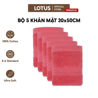 Bộ 5 khăn mặt lotus 30x50cm 100% cotton mềm mịn thấm hút không ra màu