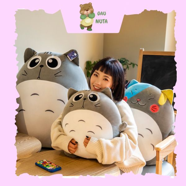 Gấu Bông Mèo TOTORO Xám Ngồi Cao Cấp NUTA