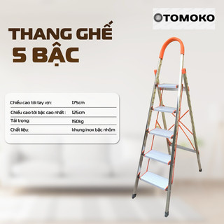 Thang nhôm ghế chính hãng nhật bản 5 bậc inox 304 siêu bền bỉ