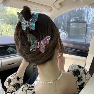 Kẹp tóc Bướm pha lê hologram trong suốt phụ kiện cặp tóc xinh càng cua lấp lánh Hàn Quốc