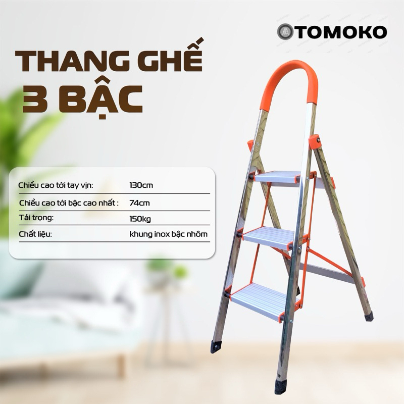 THANG GHẾ INOX TOKOMO Chính Hãng Nhật Bản 3 BẬC-- Bảo Hành 3 Năm 🏆