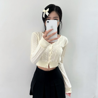 Áo Khoác Cardigan Len Dáng Croptop Pepper Clothing Áo Cổ Tim Dài Tay Có Nút Dày Dặn Giữ Ấm Thời Trang Hàn Quốc - Orla