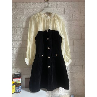 (Thanh lý đồ cá nhân) Đầm nhung phối XOÀI Boutique