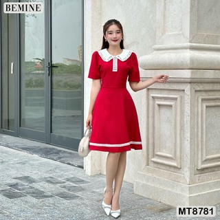Đầm thiết kế cổ ren ngắn tay tùng phối viền BEMINE MT8781