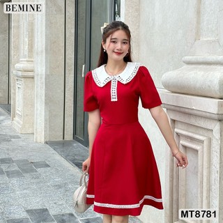 Đầm thiết kế cổ ren ngắn tay tùng phối viền BEMINE MT8781