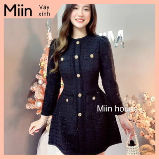 Váy dạ cổ tròn tua rua 4 túi