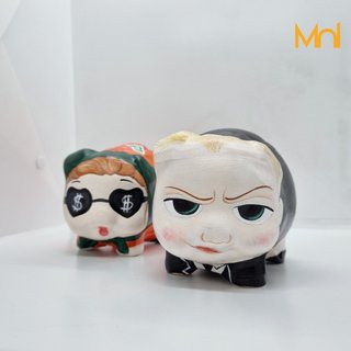 Heo đất handmade - nhóc trùm mặc bỉm, chị ninja mê tiền
