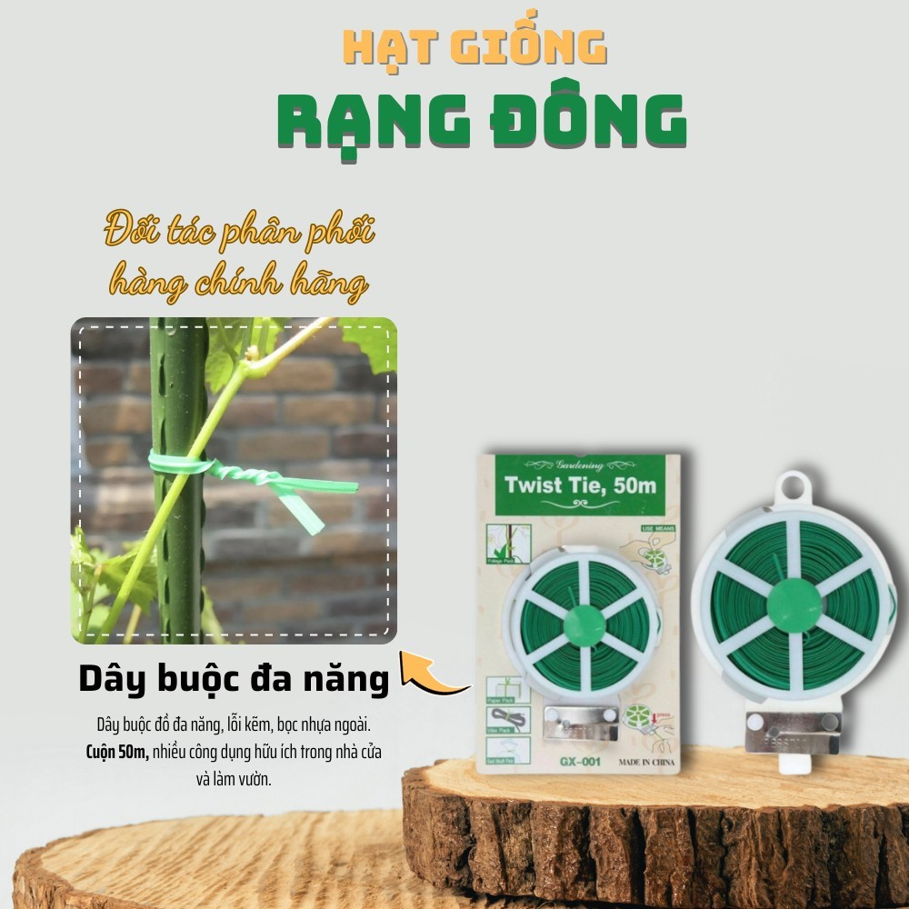 Dây Buộc Đa Năng (cuộn 50m) - Dây kẽm bọc nhựa tiện dụng, tiết kiệm, nhiều công dụng - Hạt giống Rạng Đông