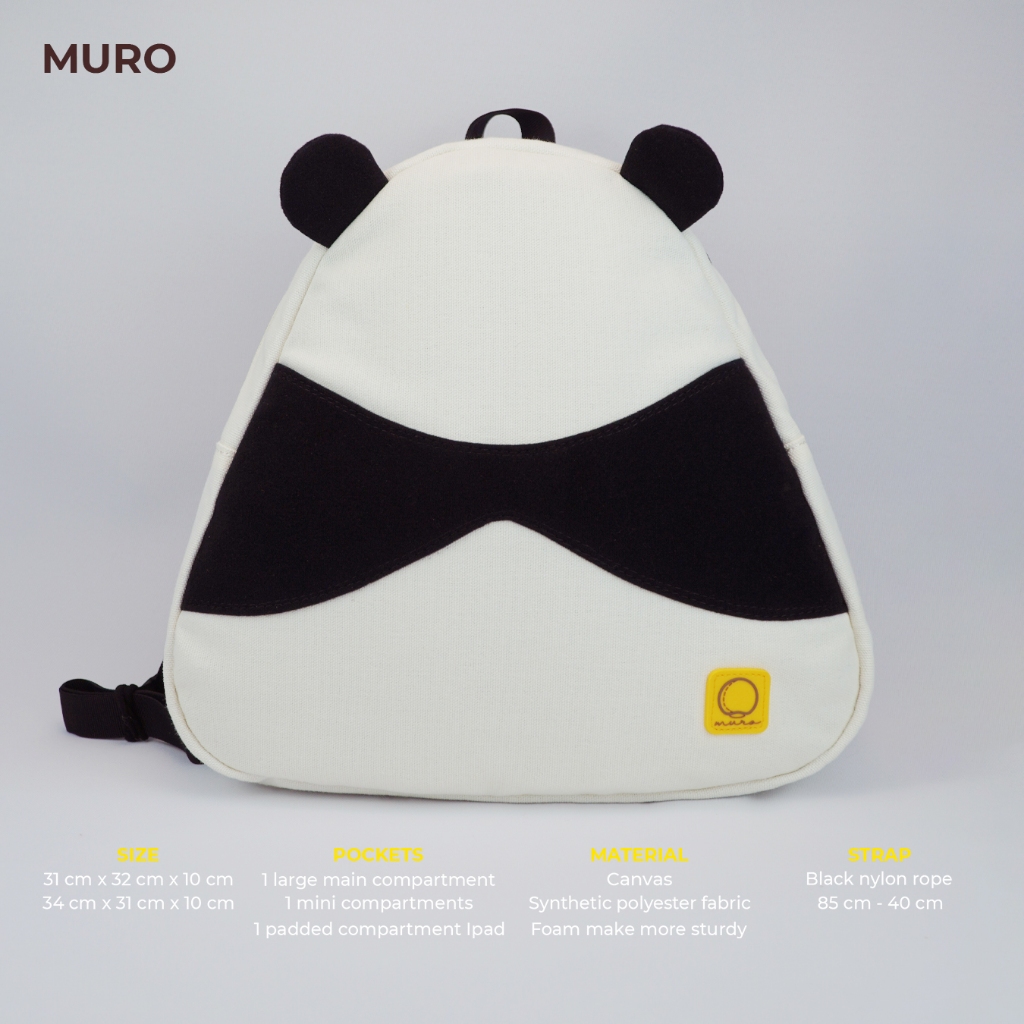 MURO PANDA BACKPACK - BALO GẤU TRÚC DỄ THƯƠNG, ĐỰNG VỪA IPAD 11INCH