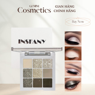 INSFANY Bảng Phấn Mắt Trang Điểm Màu Khói Phong Cách Punk Bảng Phấn Mắt 9 Màu Sắc Khói Lạnh Ngọt Ngào Màu Xi Măng Đen