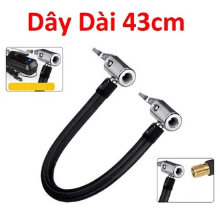 Dây bơm 2 đầu búa kẹp van lốp xe máy, xe đạp, xe hơi - Vòi bơm có 2 đầu van kẹp tự khóa chặt, chịu áp lực lớn