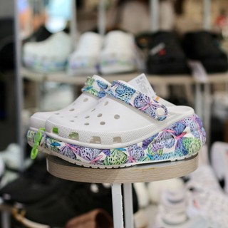 Giày clog unisex crocs crush butterfly white classic - trắng - code : 208258-94s