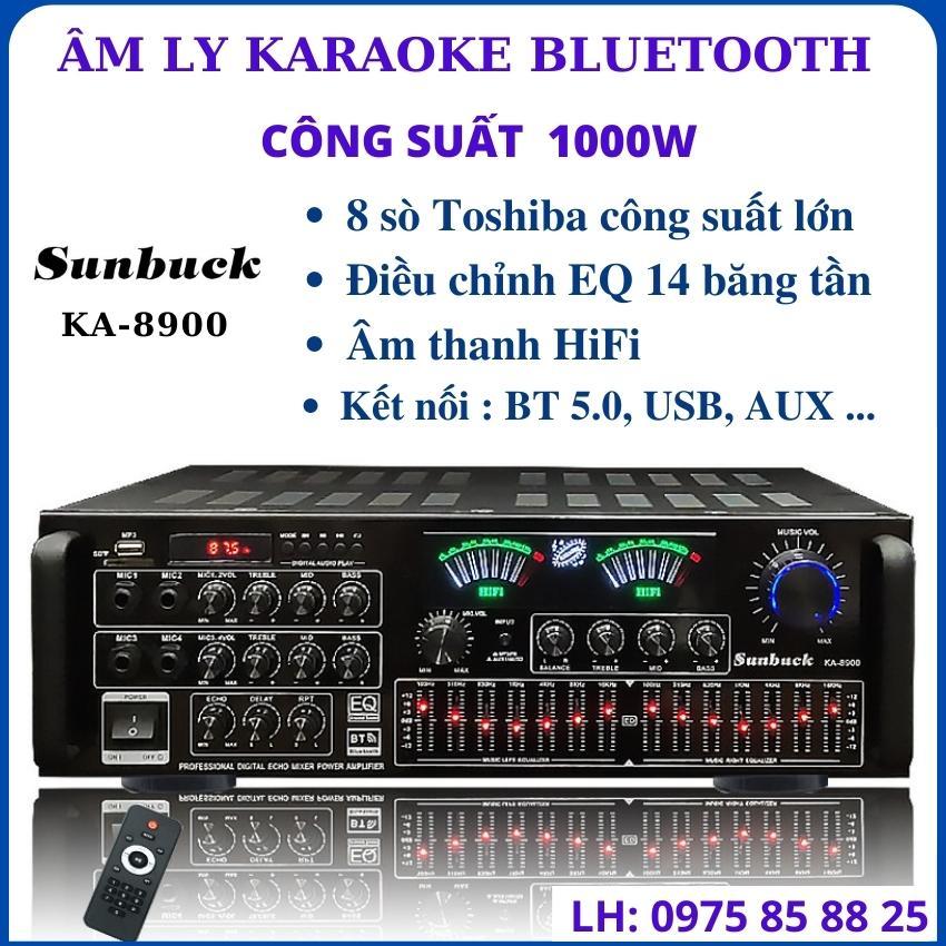 Âm ly karaoke Sunbuck 999BT, âm ly bluetooth, amly karaoke công suất lớn 1000W, Amly đa kênh, âm ly bluetooth