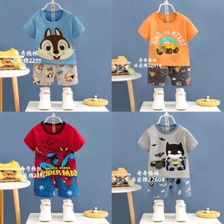 (QiQi 15-25kg) Đồ bộ Quảng Châu xuất hàn QiQi cho bé - Bộ quần áo cotton xuất hàn cọc tay cho bé trai