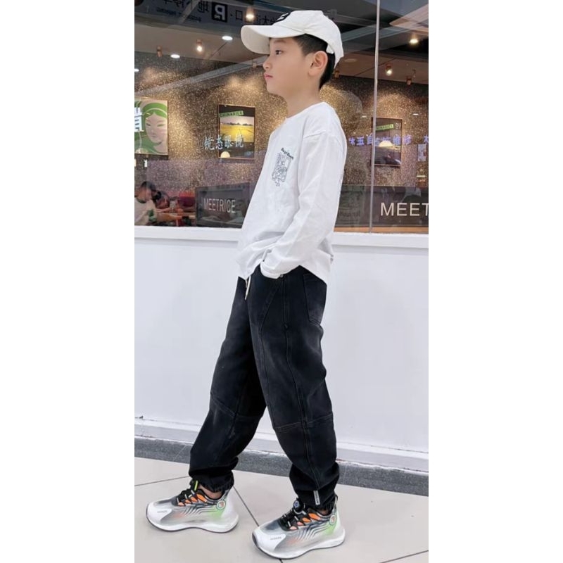 Quần jean dài bé trai 20-55kg, quần bò túi hộp vải mềm co giãn