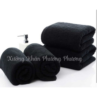  Khăn tắm cotton MÀU ĐEN Sợi cao cấp  KHÔNG PHAI MÀU Hàng Xuất khẩu mềm mại thấm hút tốt 