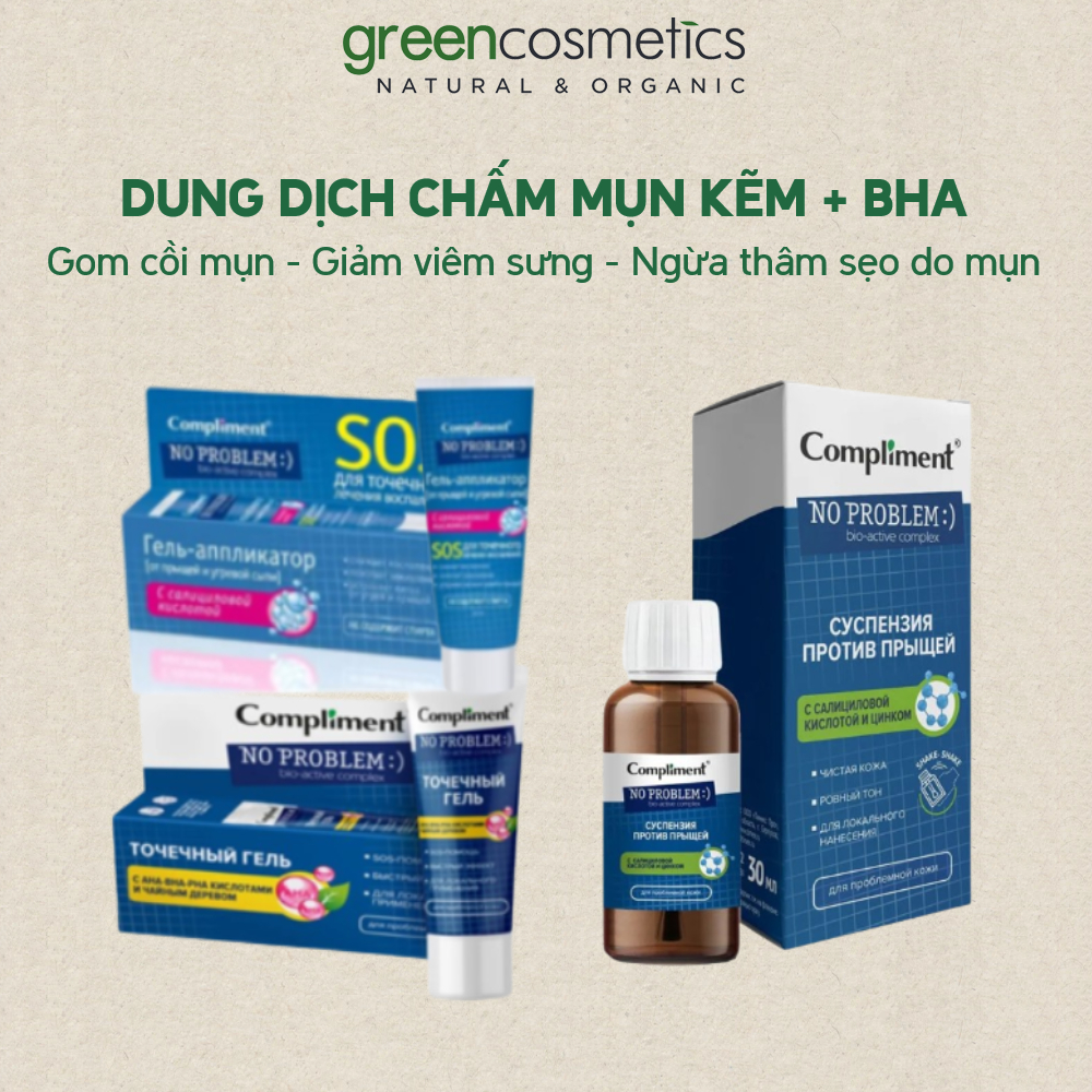 Gel bôi mụn Compliment No Problem giảm sưng, viêm, gom khô cồi mụn 25ml