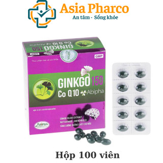 GINKGO ABIPHA - Ginkgo 150 Co Q10 hỗ trợ hoạt huyết, bổ não, tăng cường tuần hoàn hộp 100 viên