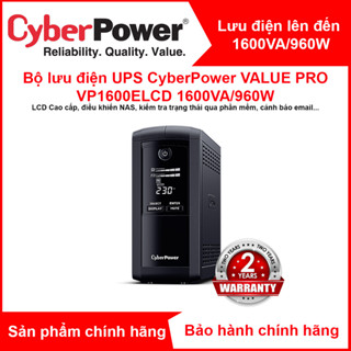 Bộ Lưu Điện UPS dòng cao cấp CyberPower VALUE Pro VP1600ELCD 1600VA/960W - Chính hãng điều khiển NAS