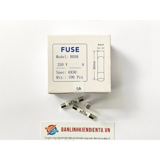 Cầu chì sứ 5a 250v r058 bs1362 6x30mm