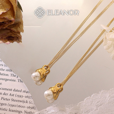 Dây chuyền nữ titan Eleanor Accessories gắn ngọc trai nhân tạo phụ kiện trang sức vòng cổ 4122