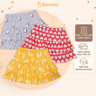 Váy bé gái BOMINES, Chân váy 2 tầng có kèm chip đùi họa tiết xinh xắn đủ size cho bé từ 12- 30kg CV2TANG