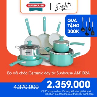 Bộ nồi chảo ceramic đáy từ sunhouse am1102a