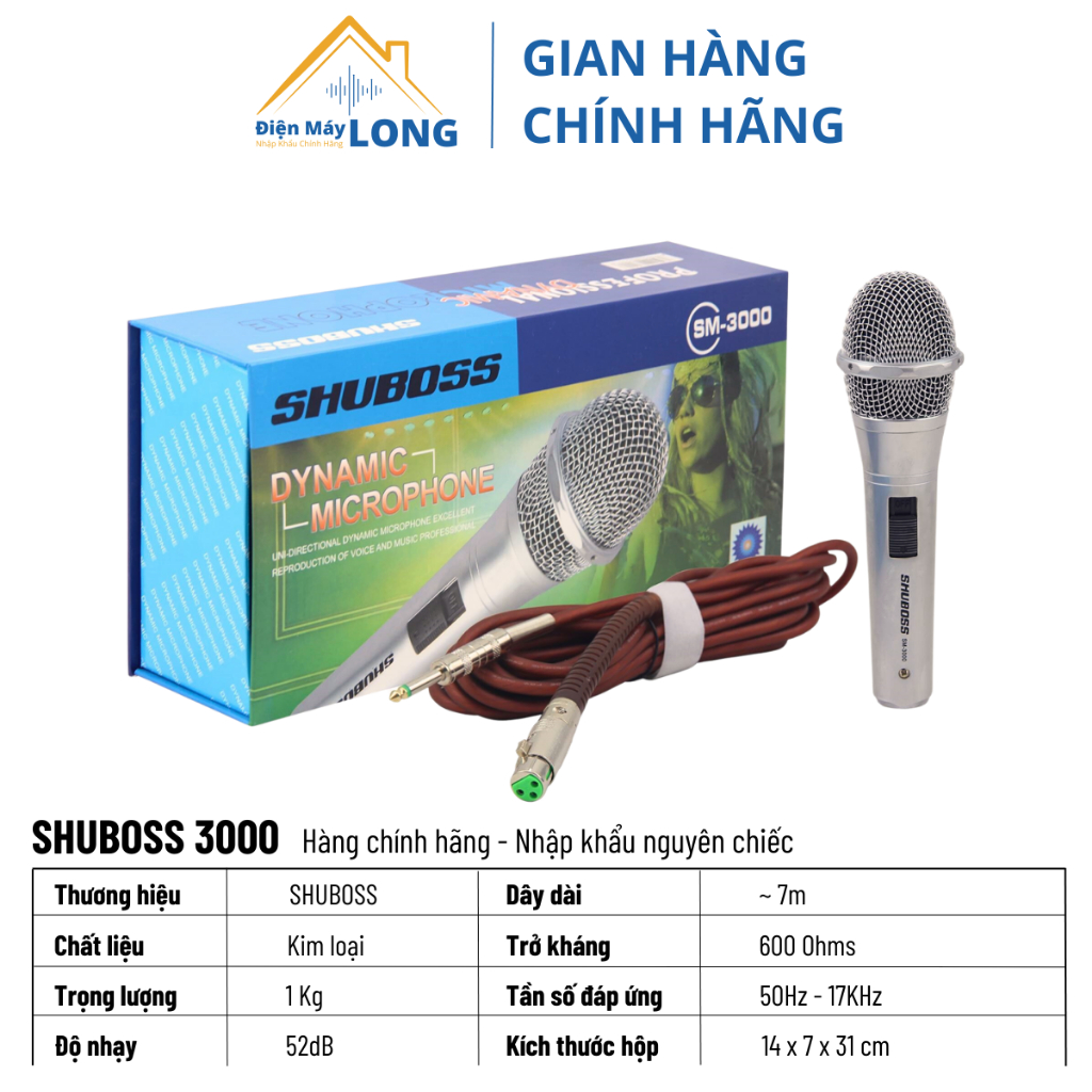 Micro Có Dây SHUBOSS SM - 3000 Cao Cấp Hút Âm Tốt