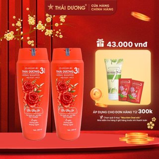 2 chai Dầu gội dược liệu Thái Dương 3 Gold Hoa Hồng Đỏ chai 200ml - Sao Thái Dương