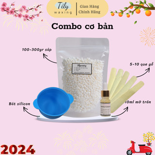 Combo sáp wax lông nhà tilywaxing tặng mỡ trăn +bát silicon siêu chống dính , que gỗ phết sáp