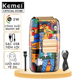 Máy cạo râu lưỡi kép Kemei KM-1102H công suất 5W mạnh mẽ, có thể fade trắng chân tóc - Chính hãng