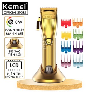 Tông đơ cắt tóc chuyên nghiệp KEMEI KM-K32S pin trâu 4 tiếng có màn hình LCD sử dụng đế sạc USB công suất mạnh 8W