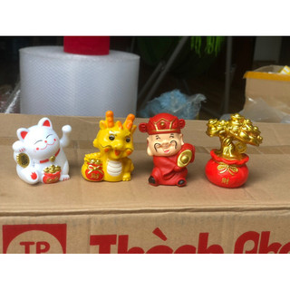 Tượng thần tài, rồng mini, cây tài lộc, mèo may mắn
