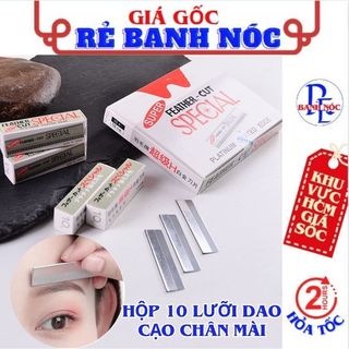 Hộp 10 lưỡi dao cạo lông mày - dao cạo chân mày, tỉa lông mày,cạo lông mặt, tóc mái bằng kim loại tiện lợi - nhanh gọn