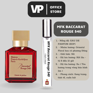 Nước hoa chiết MFK Baccarat rouge 540 edp mẫu thử 10ml nước hoa unisex cao cấp hương hoa cỏ ngọt ngào