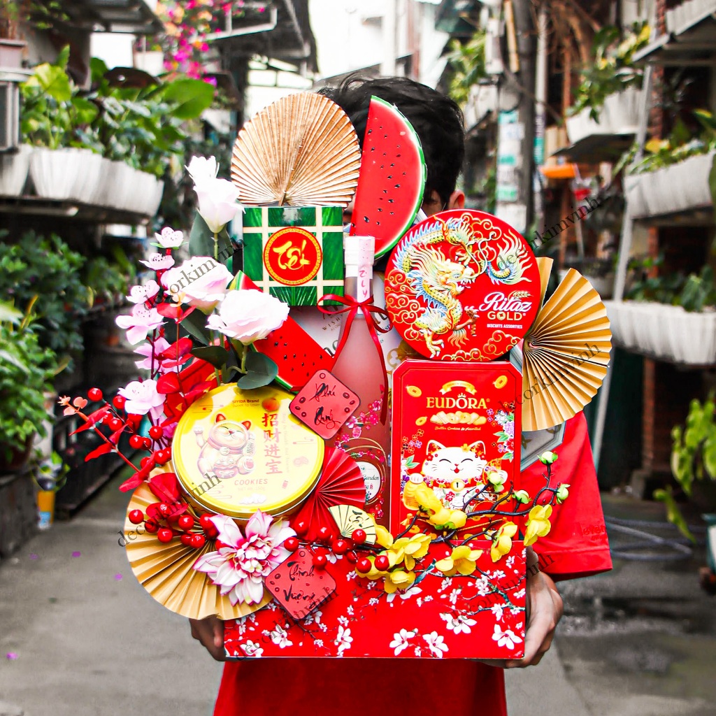 [HOẢ TỐC] Giỏ Quà Tết SET07 Đủ Phụ Kiện Giỏ Quà Sang Trọng Làm Quà Mừng Xuân Đón Tết